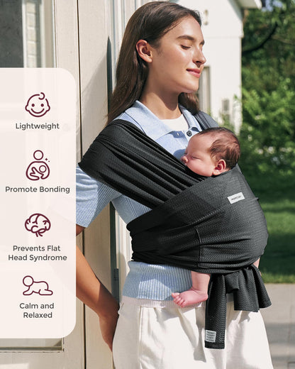 Momcozy Baby Wrap Carrier, Easy-On 2-Piece Design, Newborn to 33 lb