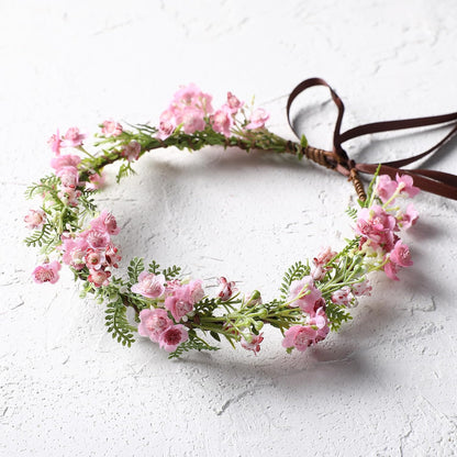 Pink Bohemian Flower Crown, Fairy Babys Breath Flower Headband
