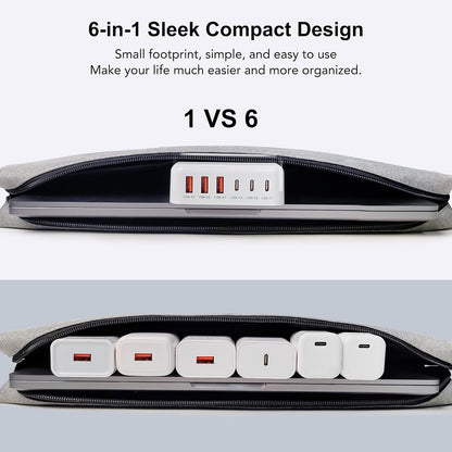 USB Fast Charger Block 50% Smaller 100W Max 6-Port GaN USB Charging Station