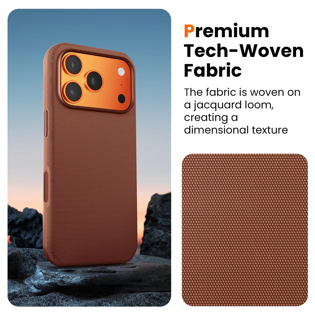 Mkeke for iPhone 17 Pro Max Case Techwoven Green, [Compatible with MagSafe] [Camera Control Cover] [Premium Tech Woven Fabric] [Drop Protection] Shockproof Skin-Friendly