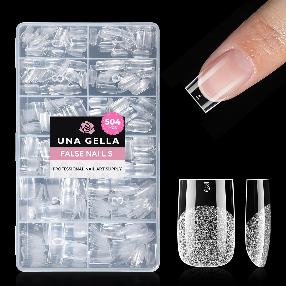 UNA GELLA Short Sharp Square Nail Tips 504pcs X-Soft Flat Square Nails