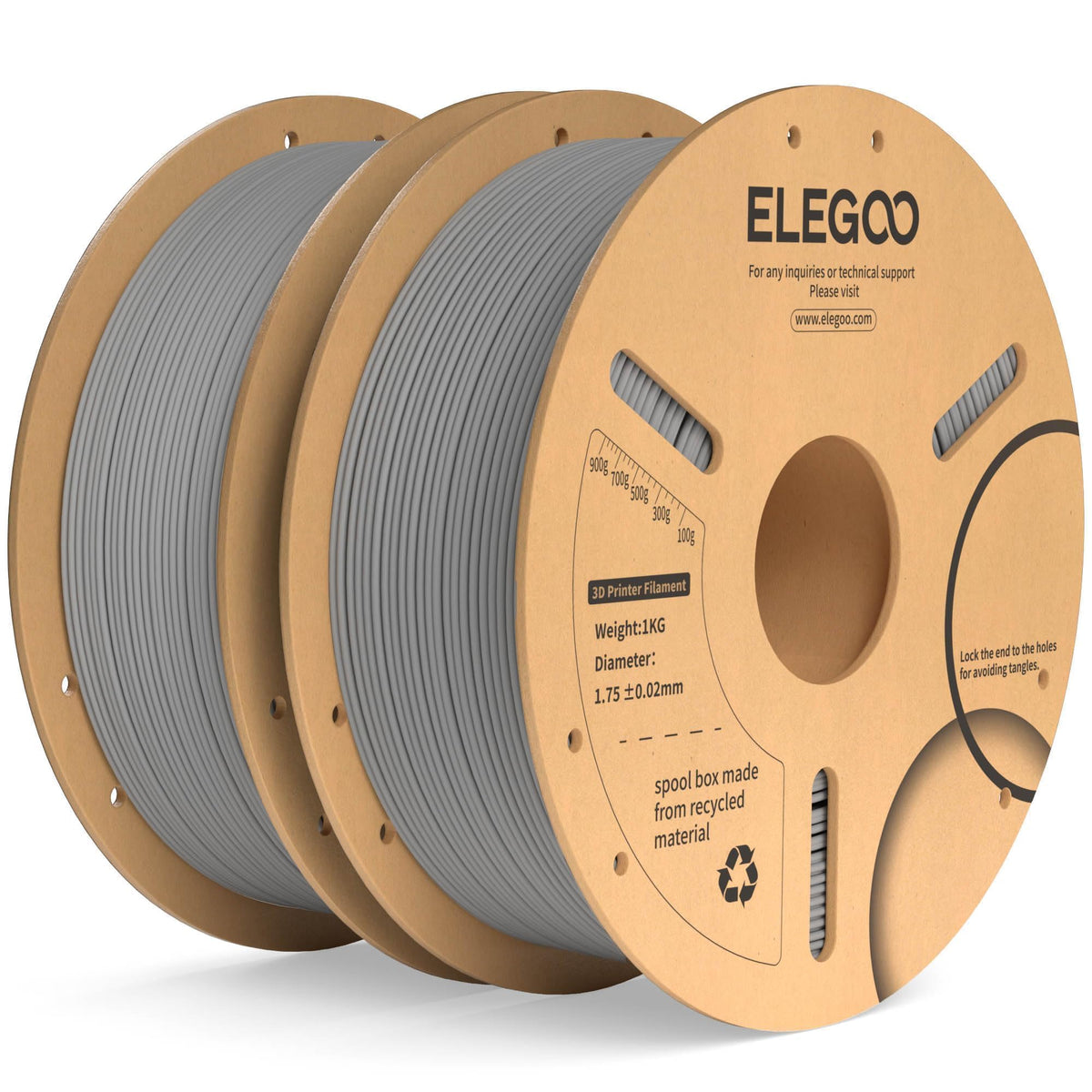 ELEGOO PLA Plus 3D Printer Filament 1.75mm White 2KG, Tougher & Stronger