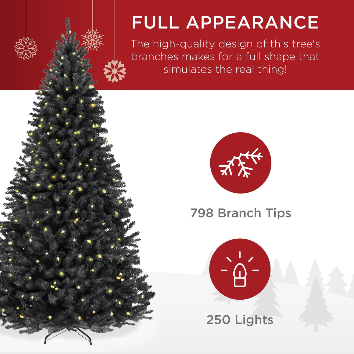 Best Choice Products 6ft Artificial Christmas Tree with LED Twinkling Lights, Pre-Lit Spruce Realistic Holiday Xmas Décor, 250 Lights, 798 Tips