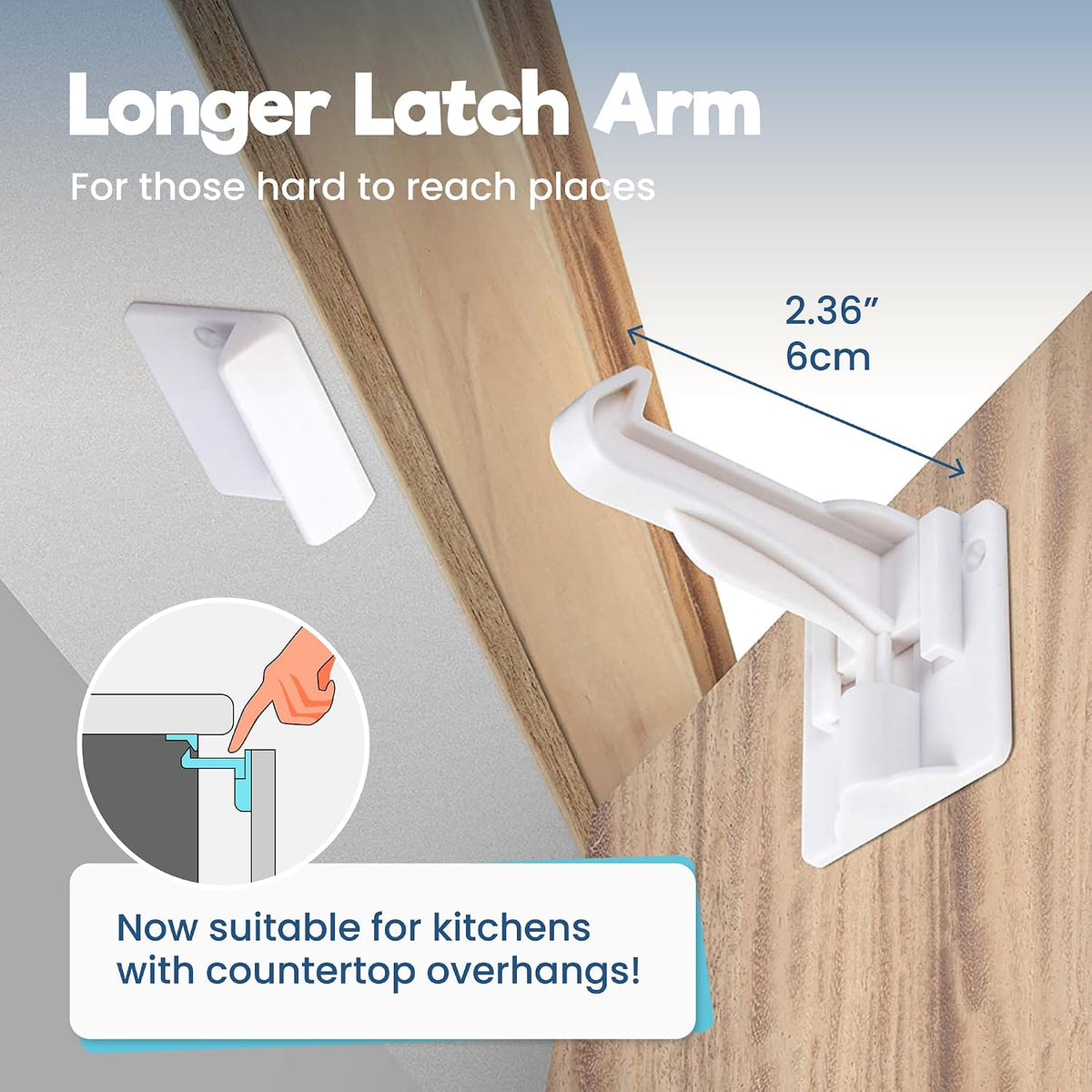 Benny Bradley's Invisible Adhesive Cabinet Locks, White, 10 Pack