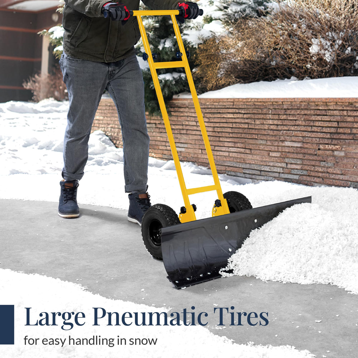 Best Choice Products 36in Heavy-Duty 2-Wheel Snow Pusher Hand Plow - Black