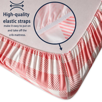 GUNTAIL Baby Crib Sheets for Boys Girls, 2 Pack Fitted Crib Sheet for Standard Crib and Toddler Mattress, Soft Microfiber Baby Sheet 52x28x8in. (Love & Pink)