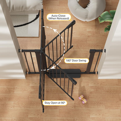 Cumbor 29.7-51.5 in Extra Wide Baby Gate for Stairs, Dog Gate Indoor Black