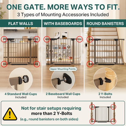 Cumbor 29.7-51.5 in Extra Wide Baby Gate for Stairs, Dog Gate Indoor Black