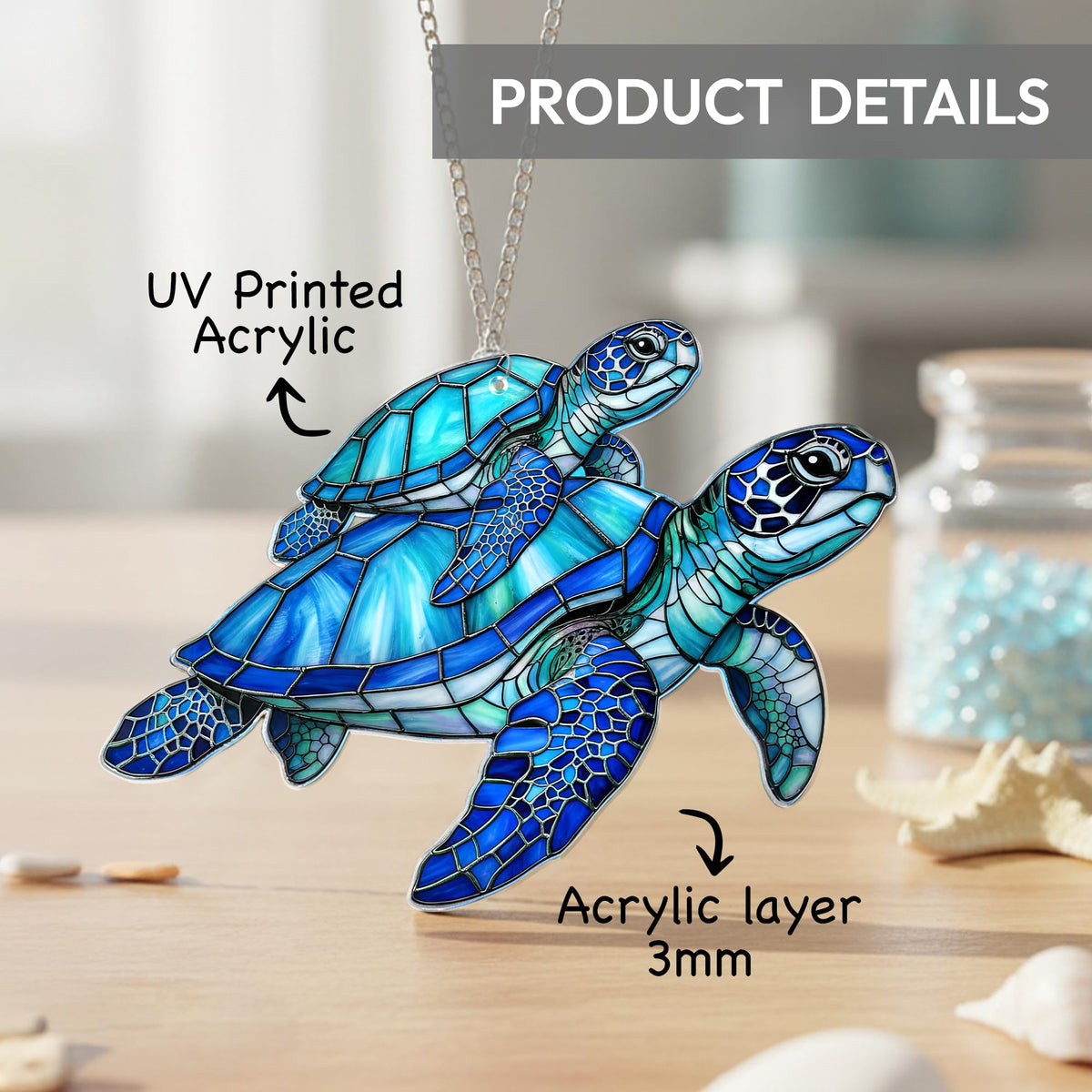 Sea Turtle Gift for Women, Mom & Daughter Christmas Ornament with Card