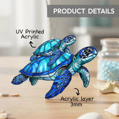 Sea Turtle Gift for Women, Mom & Daughter Christmas Ornament with Card