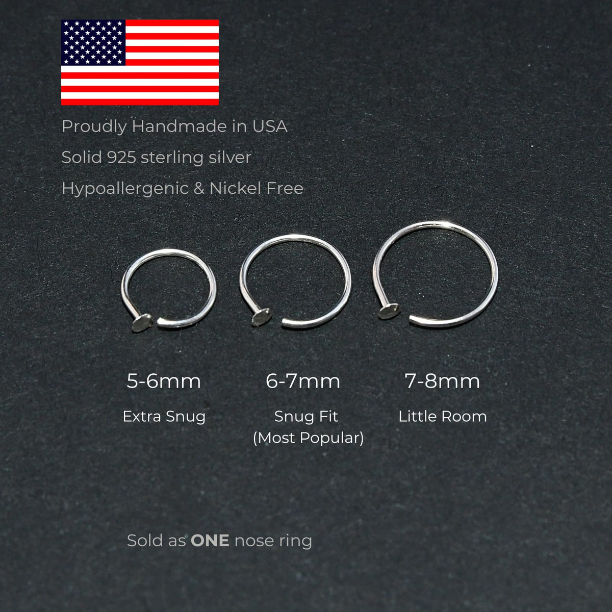 Small Thin Gold Nose Ring Hoop for Women, 20G/22G/24G, 5mm/6mm/7mm/8mm