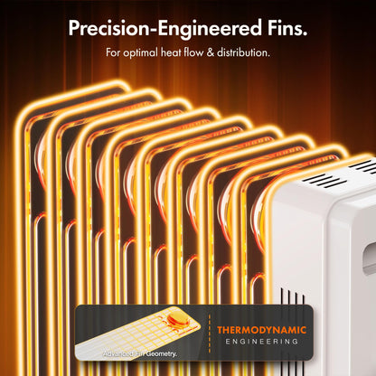 VonHaus Oil Filled Radiator 11 Fins – 2500W, 3 Heat Settings, 24 Hour Timer
