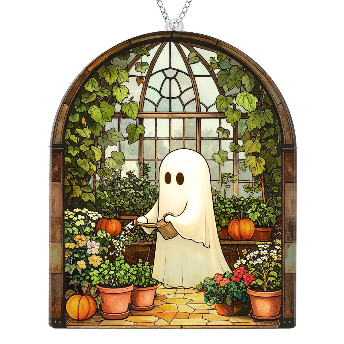 Halloween Plant Gifts, Stained Glass Window Hanging, Gothic Spooky Decor