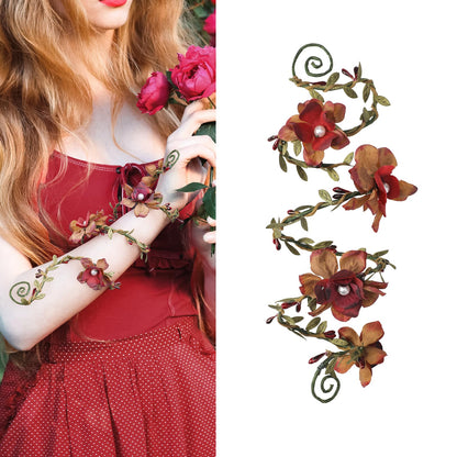 FRESHME Renaissance Fairy Floral Arm Wrap - 1 PC Elf Bracelet Forest Mother Nature Costume Renfaire Cosplay Fairy Accessories