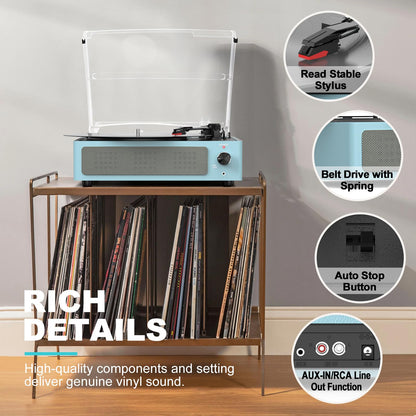 Seasonlife® Record Player for Vinyl Turntable with Speakers,Pale Purple