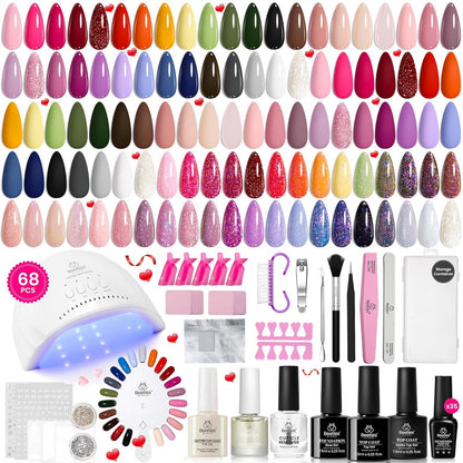 Beetles Gel Nail Polish Kit with U V Light - 80Pcs 55 Colors Gel Nail Kit