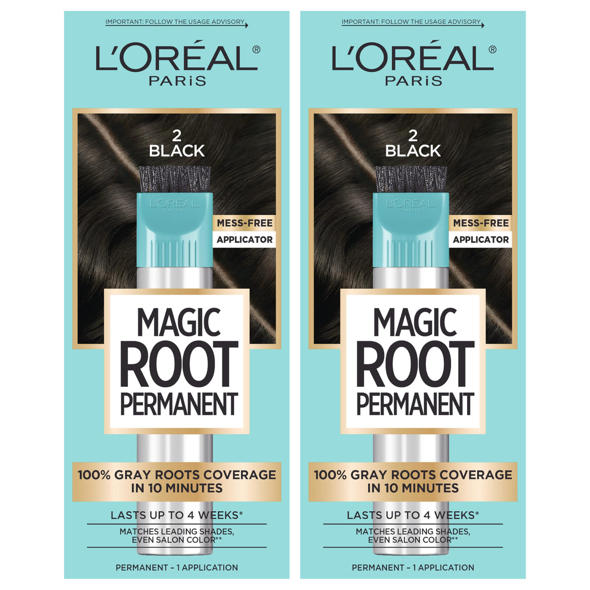 L'Oreal Paris Magic Root Permanent Hair Color Kit, 100% Gray Hair Coverage In Just 10 Minutes, Precision Brush Applicator for Seamless Application, 4 Dark Brown (1 Count)