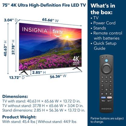 Insignia 65" Class F50 Series LED 4K UHD Smart Fire TV, Voice Remote with Alexa, Stream Live TV Without Cable