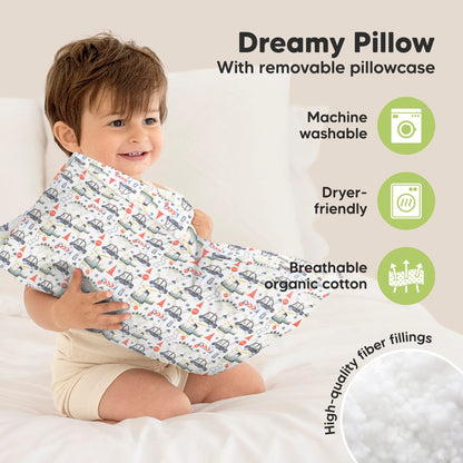 Toddler Pillow with Pillowcase 13x18 My Little Dreamy Pillow(Jolly Rainbow)