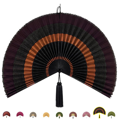 ChumDecor Bamboo Fan Wall Decor, Japanese Wall Fan, Red Brown 40 in
