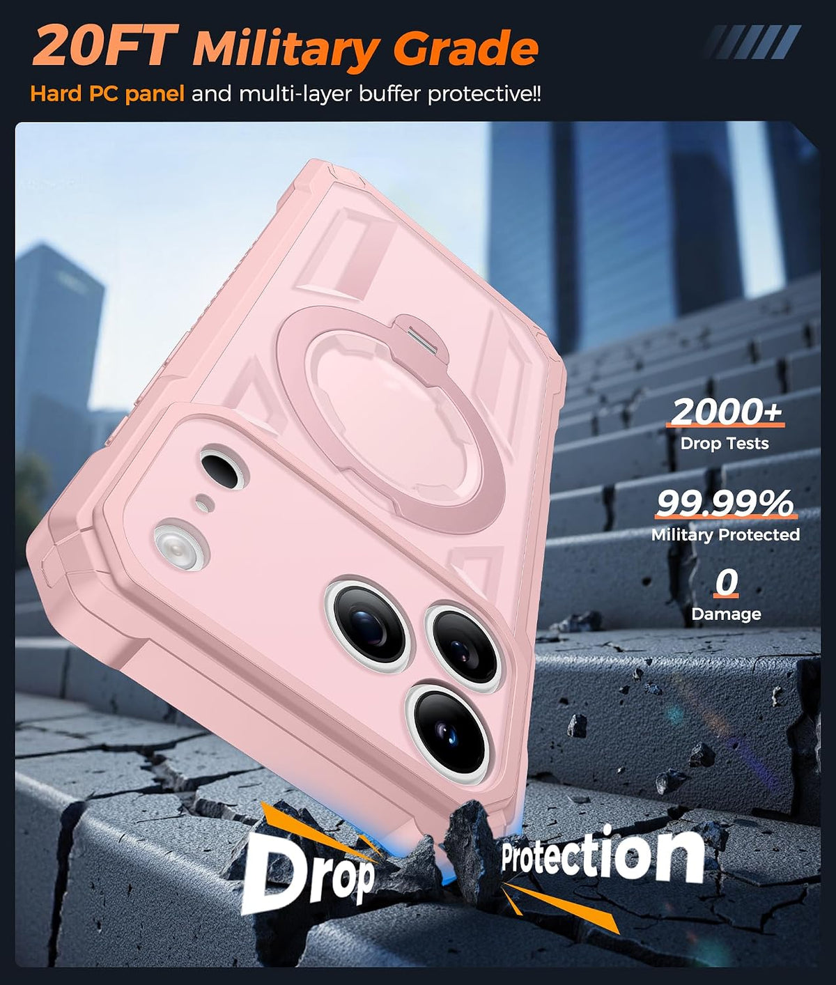 FNTCASE for iPhone 17 Case with 360 Spin Magnetic Stand