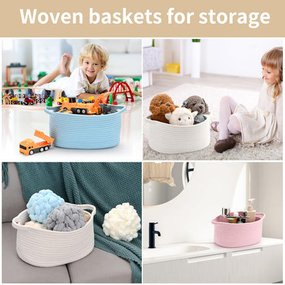 Happyiren Brown Woven Cotton Rope Storage Basket with Lace Trim