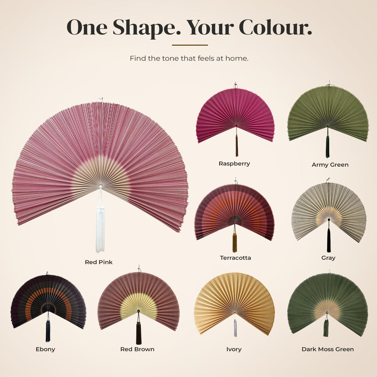 ChumDecor Bamboo Fan Wall Decor, Japanese Wall Fan, Red Brown 40 in