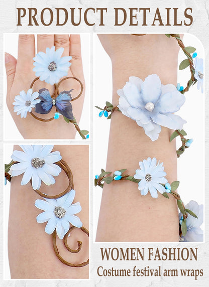 FRESHME Renaissance Fairy Floral Arm Wrap - 1 PC Elf Bracelet Mother Nature Costume Poison Ivy Costume Renfaire Accessories