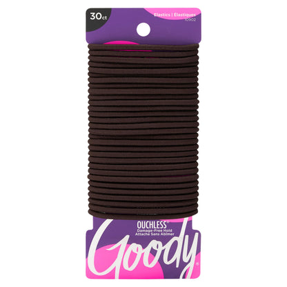 Goody Ouchless Elastic Hair Ties, 30 Ct, Black, 4MM Rubber Bands, Pain-Free