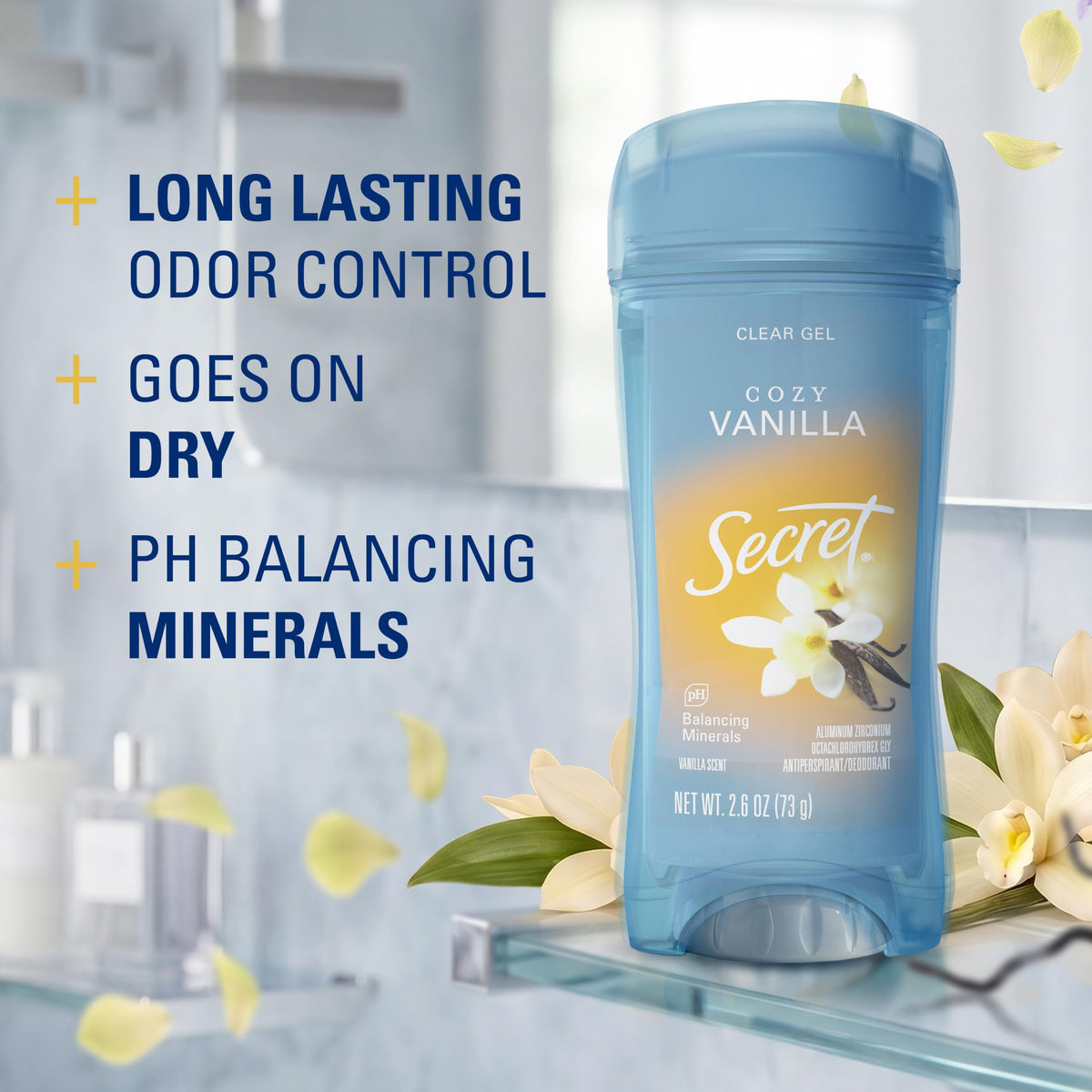 Secret Antiperspirant Deodorant for Women, Cozy Vanilla Scent, 2.6 oz
