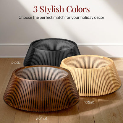 Best Choice Products 36in Christmas Tree Collar, Solid Wood Slatted Tree Skirt Holiday Accessory for Home - Walnut
