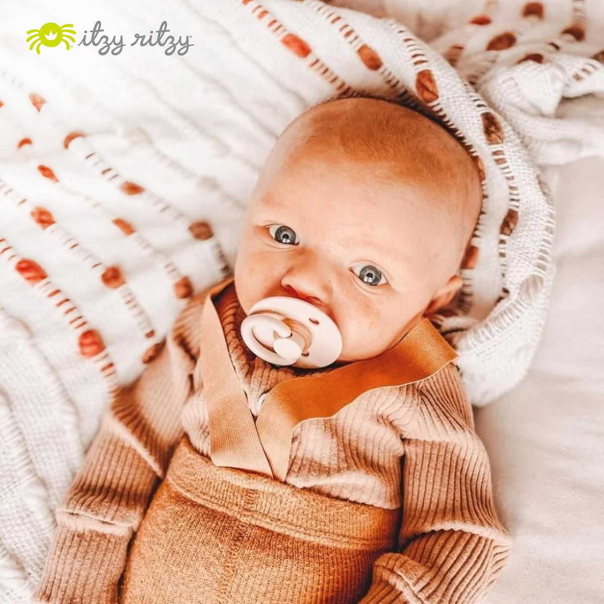 Itzy Ritzy Natural Rubber Pacifiers for 0–6 Mos, Set of 2, Blossom/Rosewood