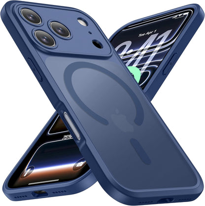 ImpactStrong Magnetic Guard Designed for iPhone 17 Air Case [Camera Protection] [Military Grade Drop Tested] [Compatible with MagSafe] Slim Translucent Matte Phone Case (6.6") - Navy Blue