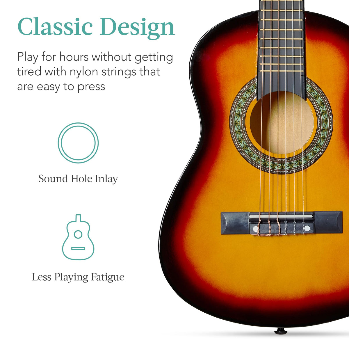 Best Choice Products 30in Kids Acoustic Guitar, All-in-One Beginner Starter Kit w/Strap, Case, Extra Strings, Rosette Inlay - Pink