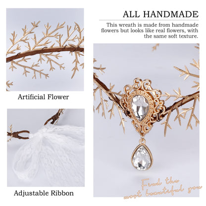 MOSTORY Renaissance Fairy Flower Crown, Woodland Elf Crown Headpiece