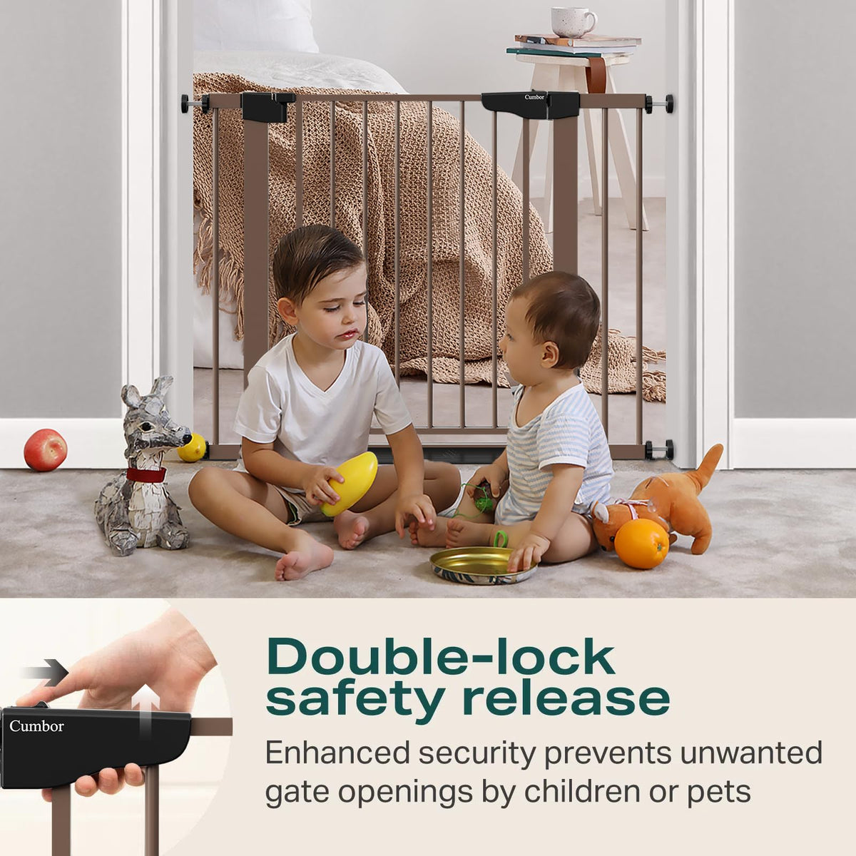 Cumbor 29.7-51.5 in Extra Wide Baby Gate for Stairs, Dog Gate Indoor Black