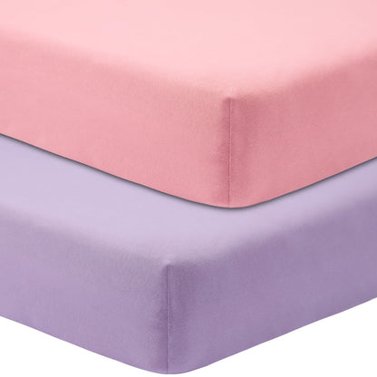GUNTAIL Baby Crib Sheets for Boys Girls, 2 Pack Fitted Crib Sheet for Standard Crib and Toddler Mattress, Soft Microfiber Baby Sheet 52x28x8in. (Love & Pink)