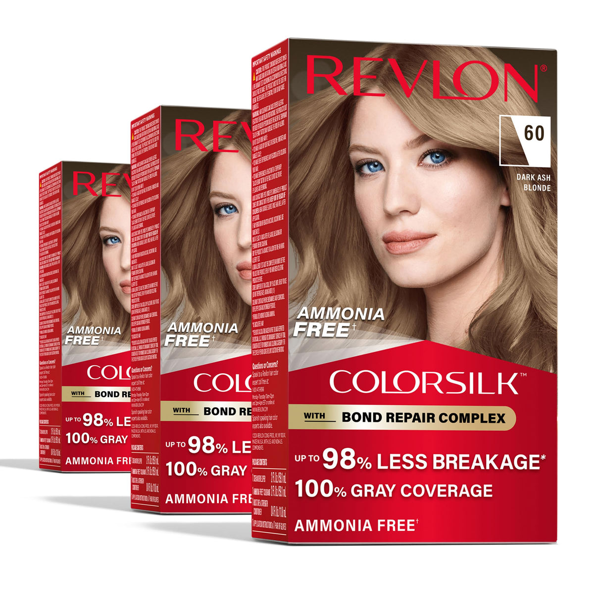 Revlon ColorSilk with Bond Repair Hair Color, 51 Light Brown, 3pk
