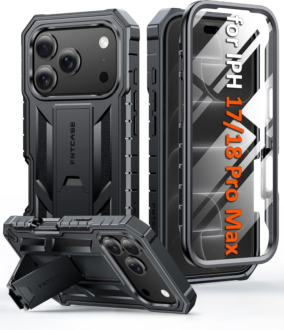 FNTCASE for iPhone 16 Case with Belt Clip and Built-in Screen Protector