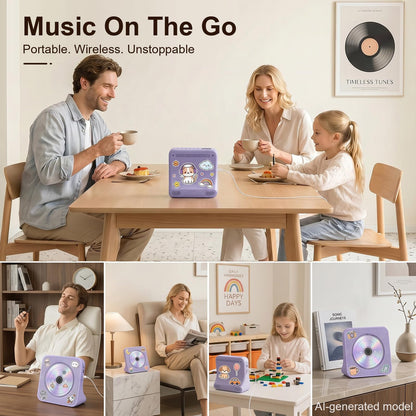 Gueray CD Player Portable Bluetooth Desktop CD Player for Home (Black)