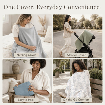 Konssy Muslin Nursing Cover Up for Breastfeeding with Rigid Hoop