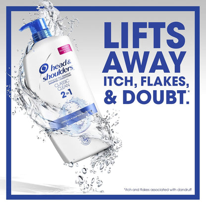 Head and Shoulders Classic Clean Anti-Dandruff 2 in 1 Paraben Free Shampoo and Conditioner, 32.1 fl oz