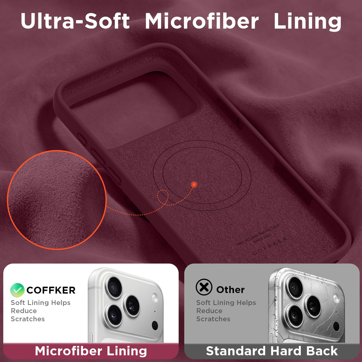 Magnetic for iPhone 18 Pro /17 Pro Case Silicone, Wine Red