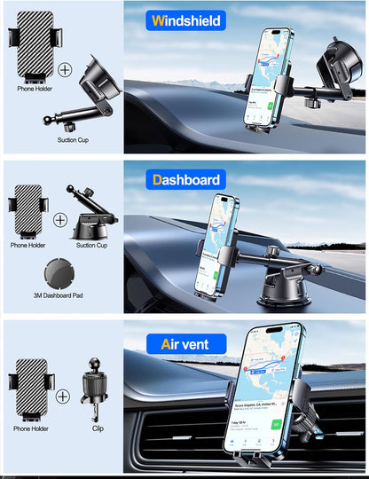 Qifutan Dash Mounted Holders Phone Holders for Your Car Phone Mount for Car Windshield Dashboard Air Vent Universal Pads Mats Mounts Hands Free Automobile Cell Phone Holder Fit for iPhone Smartphone