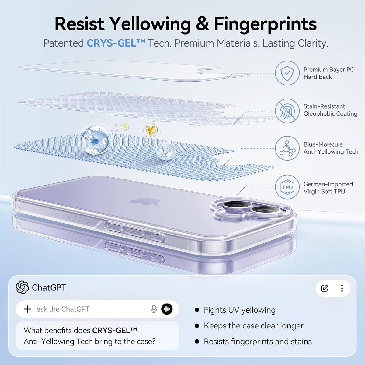 CASEKOO for iPhone Air Case, Crystal Clear, Patented Anti-Yellowing, Slim