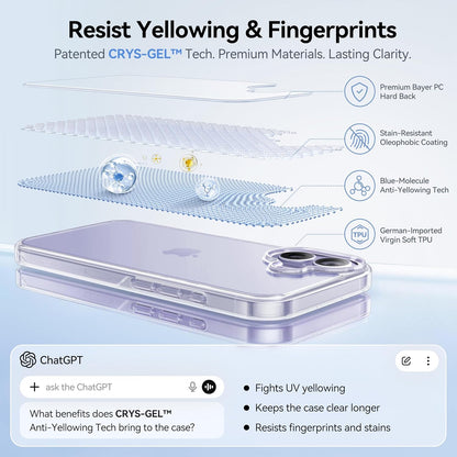 CASEKOO for iPhone Air Case, Crystal Clear, Patented Anti-Yellowing, Slim