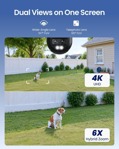 REOLINK 4K 8MP Dual-Lens PTZ Wired WiFi Outdoor Security Camera, 2.4/5GHz
