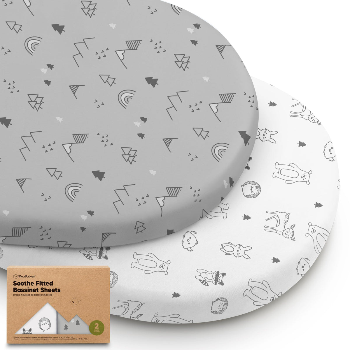 2pk Organic Baby Bassinet Sheets Boys, Girls, Fitted Sheet (Soft White)