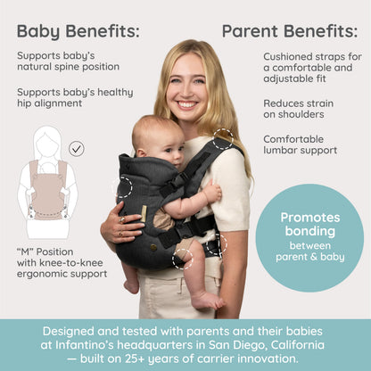 Infantino Flip 4-in-1 Baby Carrier Convertible Ergonomic, Gray