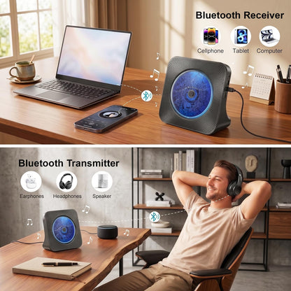 Gueray CD Player Portable Bluetooth Desktop CD Player for Home (Black)